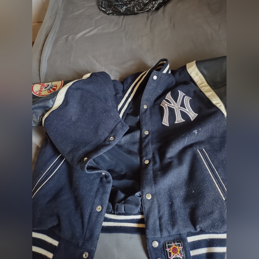Vintage JH Design New York Yankees Reversible Letterman's Jacket/Size SM Women